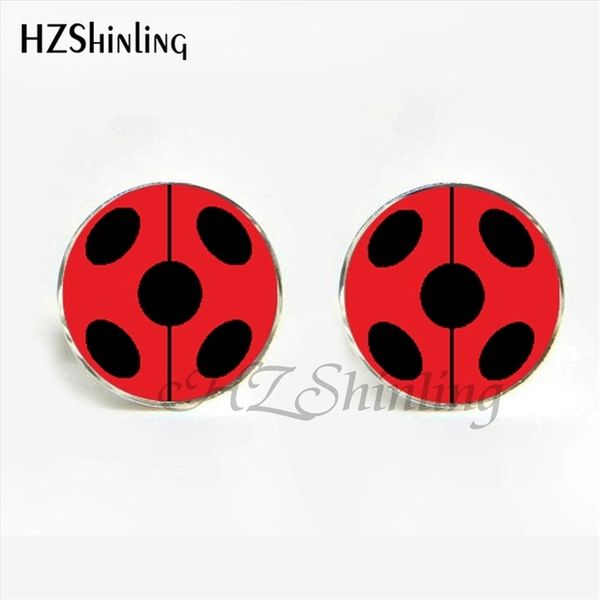 

new fashion ladybug cufflinks handmade round jewelry glass dome red ladybug cuff link men's shirt jewelry, Silver