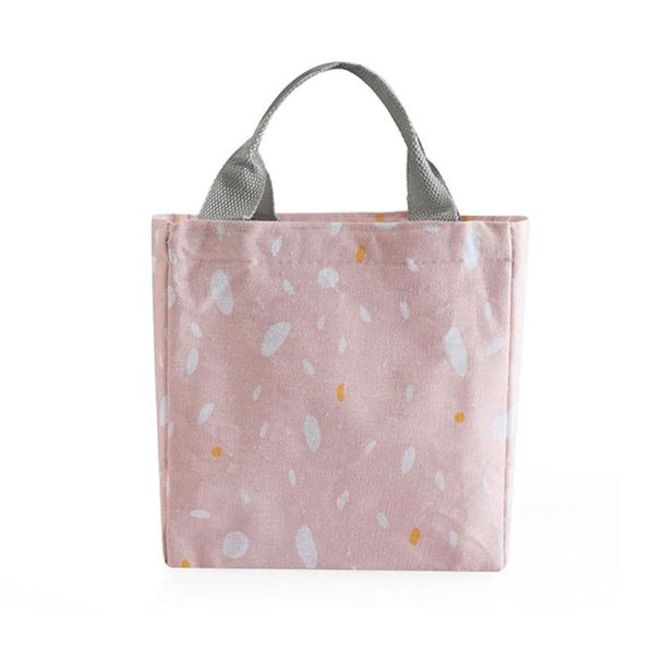 

insulated cooler bento box students picnic tote working outdoor travel printed lunch bag adults drawstring portable storage, Blue;pink