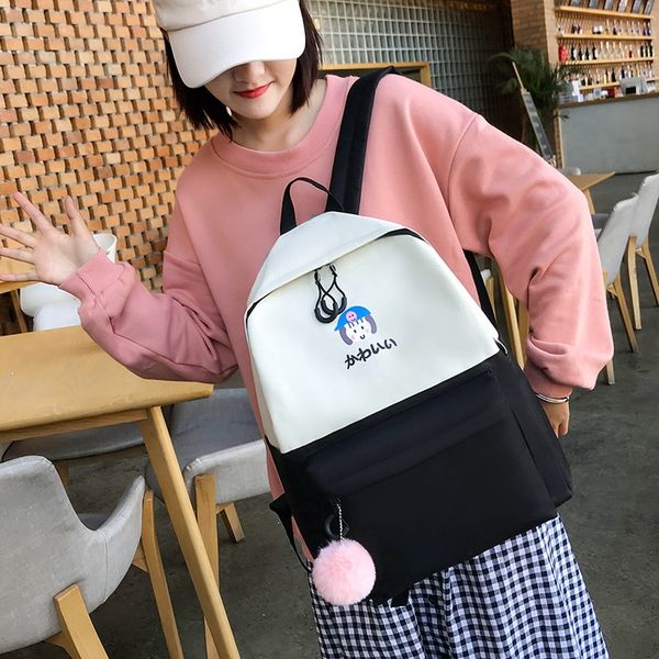 

canvas multi piece schoolbag for women new style junior high school backpack for fashion cute girl backpack