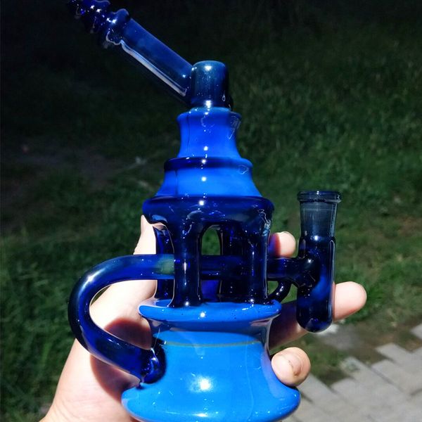 

9inch копченый Silver Dab нефтяные вышки Стекло Бонг с 4мм Кварц Banger Nail Recycler масло Bubbler Циклон Перк стекла водопроводная труба