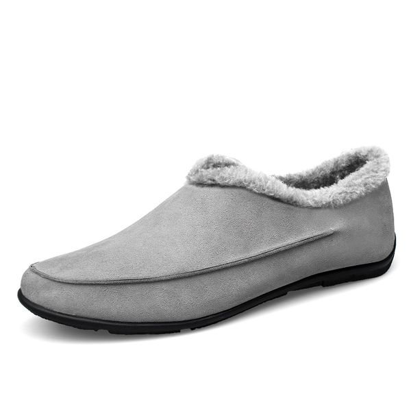 

new men leather soft rubber bottom slippers house warm winter man shoes slipper plus thick velvet cotton-padded shoes zapatillas, Black