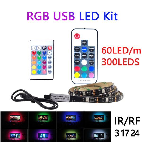 

5050 5v usb rgb led strip light lamp waterproof flexible led string flexible tape ribbon tv deskbackground decor 0.5m 1m 2m 3m 4m 5m