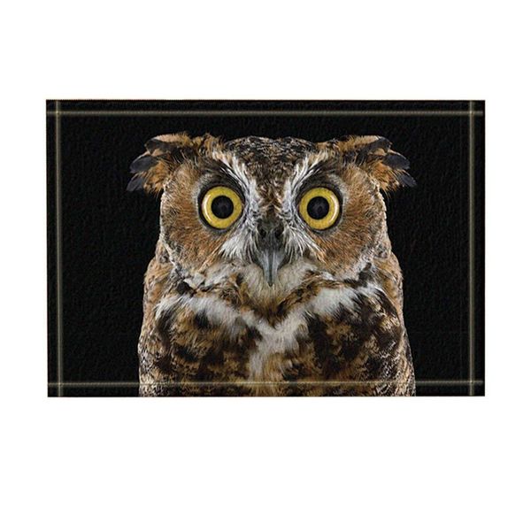 

safari decor wild animal owl against black backdrop bath rugs non-slip doormat floor entryways front door mat