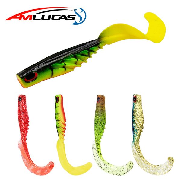 

amlucas 3pcs/lot soft bait 12cm 7.6g flexible grub silicone fishing lure carp fishing peche isca artificial we124