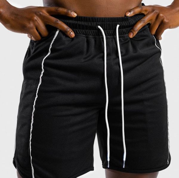 

men's gyms shorts with fitness bodybuilding clothing men athlete fitness weight lifting workout cotton shorts, White;black