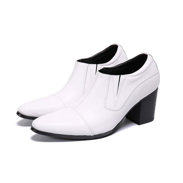 

batzuzhi 7cm high heel men's ankle boots white genuine leather boots for men botas hombre handmade designer, big sizes eu38-eu46, Black