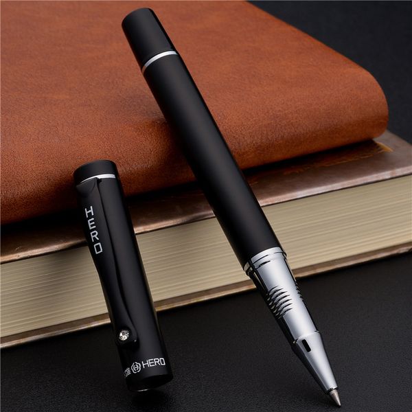 

matt black business pen 0.5mm black ink metal ballpoint pen for student gift pen office stationery supplies, Blue;orange