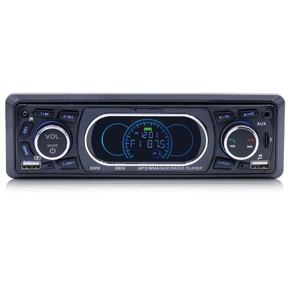 

8809 portable car mp3 player stereo audio remote control aux in tf card slot u disk playback fm radio bluetooth car radio w/ mic