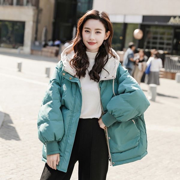 

winter coat women 2020 new winter jacket women hooded down cotton coat female parkas lady thick warm loose winter snow outwear, Black