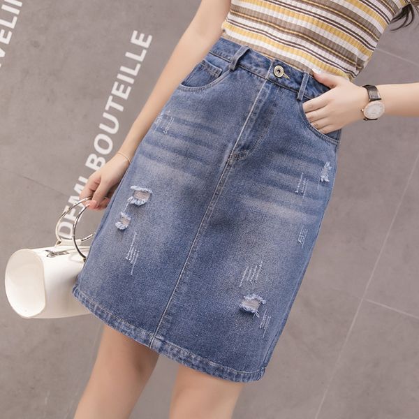 

2019 women's summer denim skirt skirt slim a word bag hip, Black