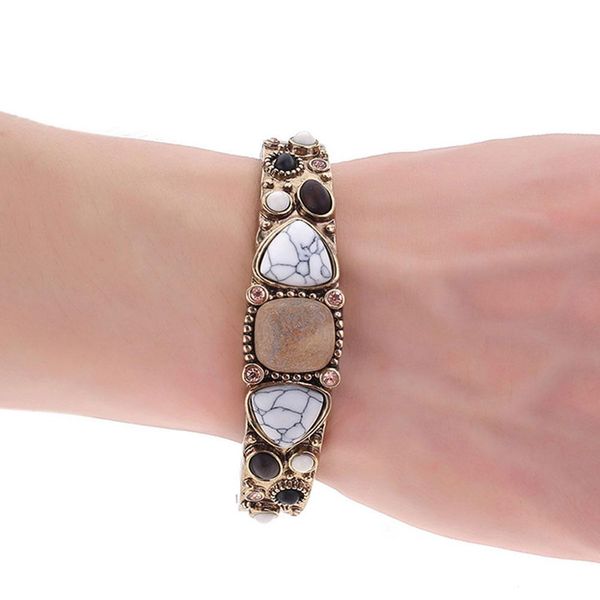 

ethnic women bangle faux gemstone alloy resin electroplating bracelet bangle charming jewelry gift new woman's accesories, Black