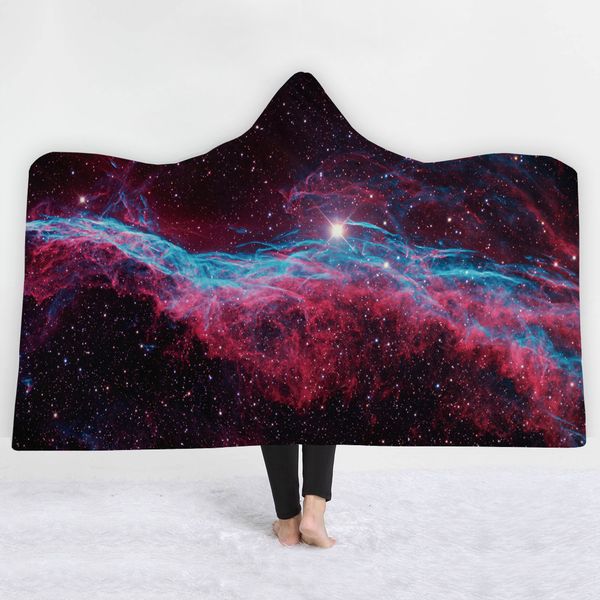 

gorgeous beautiful stars hooded blanket winter thick wearable hat blanket kids adults portable bedding throw 130x150cm/150x200cm