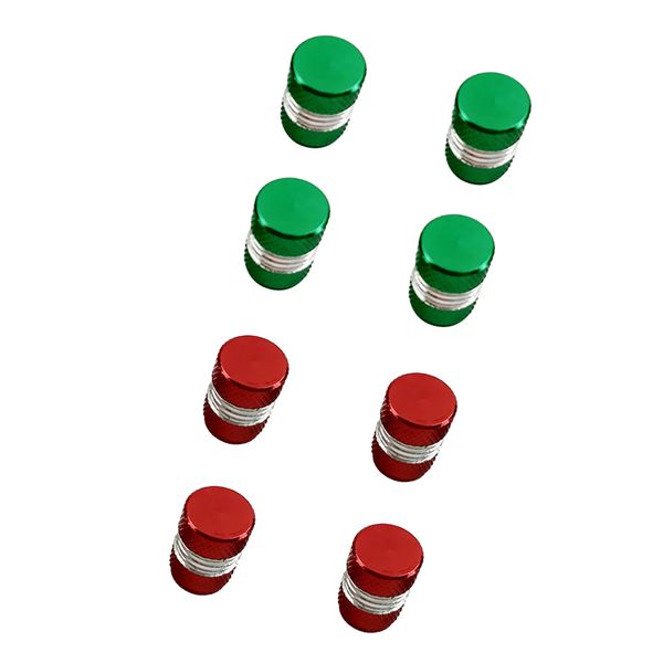 

8 pieces aluminum tire/rim wheel valve cover stems cap truck red+green