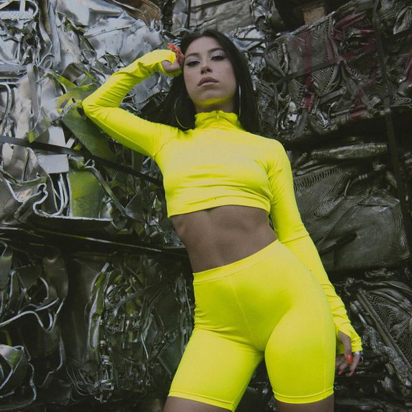 

женщины пот костюмы женская одежда с длинным рукавом высокие letters печати crop топы bodyocn шорты 2 шт набор осень зима женщины моды casua, Gray