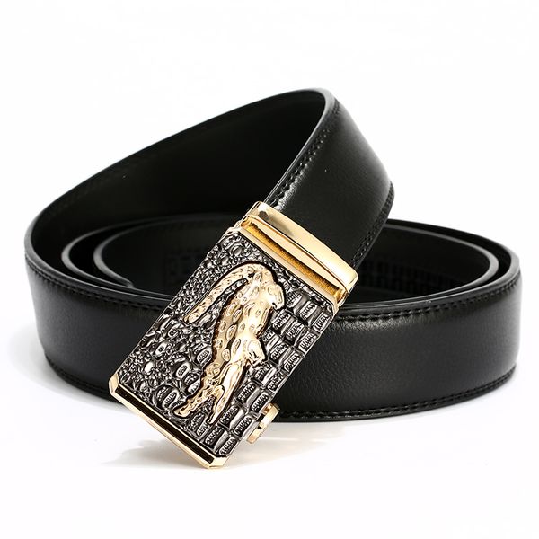 

lfmb]automatic buckle cowboy classic crocodile stylish belts men automatic leather belt mens men belt cinto homme, Black;brown
