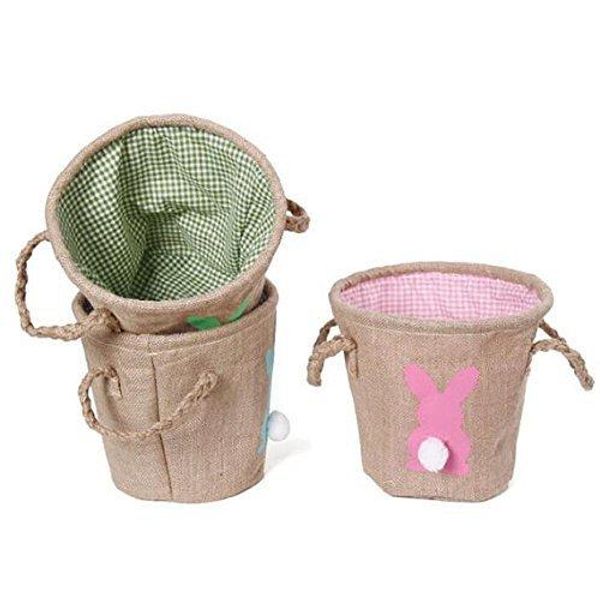 

carry eggs candy diy rabbit burlap canvas easter basket bunny storage jute rabbit tail baskets cute bag home tools easter gift dh0546