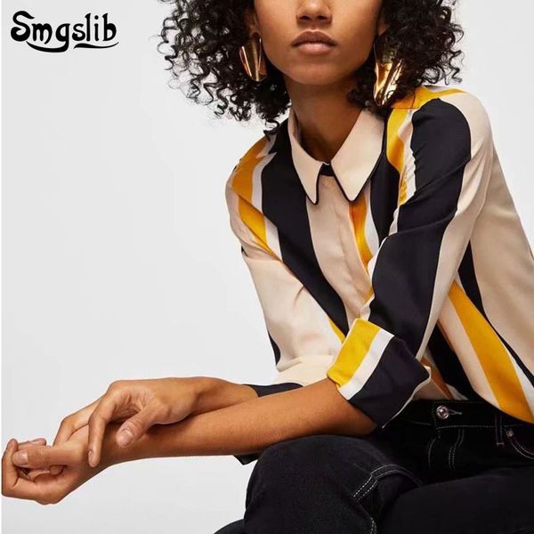 

long sleeve stripe chiffon blouse womens and blouses shirt 2019 office lady shirt women blusas feminine blouse, White