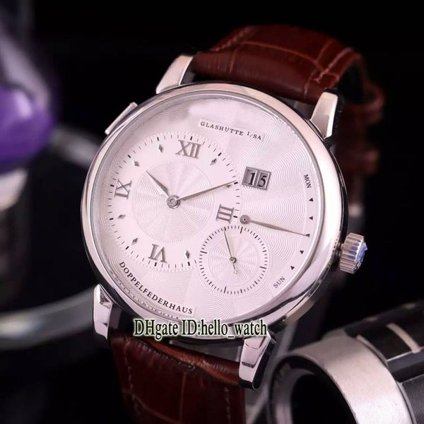 

Дешевые New Grand Lange1 «20 лет» Glashutte Big Date 101.061 101.062 белый циферблат кожа часы Автоматиче