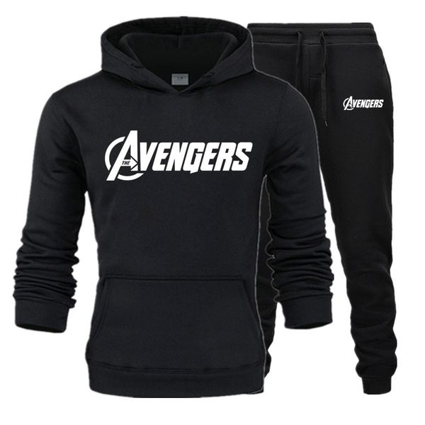 

marvel 4 brand hoodies sweatshirt men/women hoodie tracksuit sport suit sweatshirts+sweatpants suits fleece hooded, Black