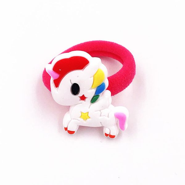 

1pcs selling animal pvc icon head accessories cartoon unicorn elastic hair band cute rubber rope little poni head wear, Slivery;white