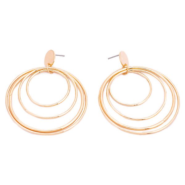 

individual exaggerated circle earrings multilayer ring fashion earrings 2 pairs, Golden;silver