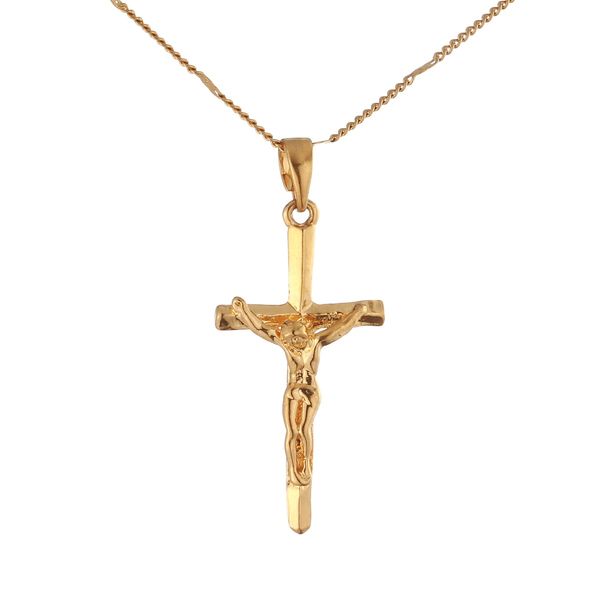 

24k gold color saint jesus christ on the cross crucifix pendant necklace trendy jewelry, Silver