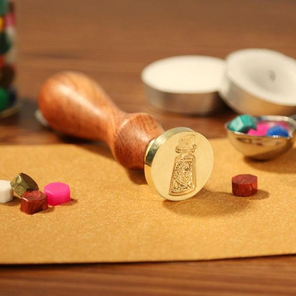

wooden antique metal sealing wax stamp initial stamp wood handle wedding invitations personalized stamp wax seal custom design