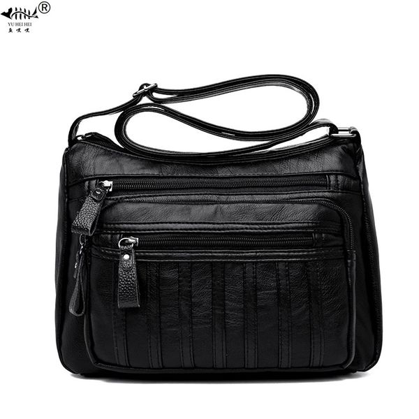 

fashion vintage women bag pu soft washed leather shoulder bag multi pockets crossbody small bags women's handbags purse gift