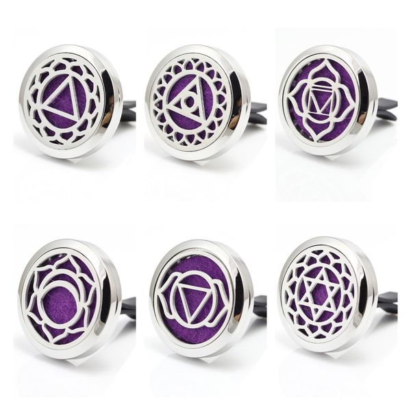 

wholesale essential oil diffuser clips 30mm stainless steel yoga symbol car air freshener locket perfume diffuser