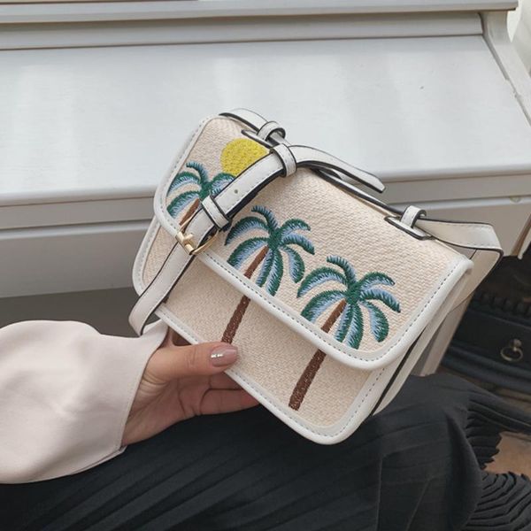 

bohemian bali small square bag new women's summer beach straw bags woven rattan shoulder handbag sac en paille crossbody bag