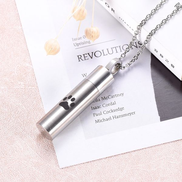 

new9993 собака / кошка лапа печатная трубка кремация ожерелье для домашних животных пепел на память никогда не исчезают ювелирные изделия из, Silver