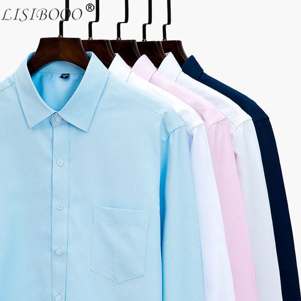 

lisibooo весна и лето новая мода мужская рубашка с длинным рукавом хлопок мужская рубашка мужская бизнес повседневная платье сорочка homme, White;black