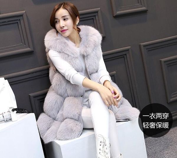 

a new type of long and medium-length foreign trade women's clothes with fur-like stitching and hair coat in 2019, Black