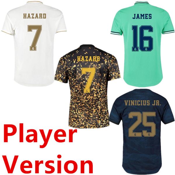 

2019 real madrid soccer jersey hazard home away james soccer shirt asensio isco madrid 19 20 ea sport player version football uniforms 3xl, Black;yellow