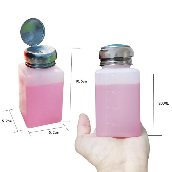 

200ml one-touch makeup remover press bottle alcohol dispenser, 2pcs