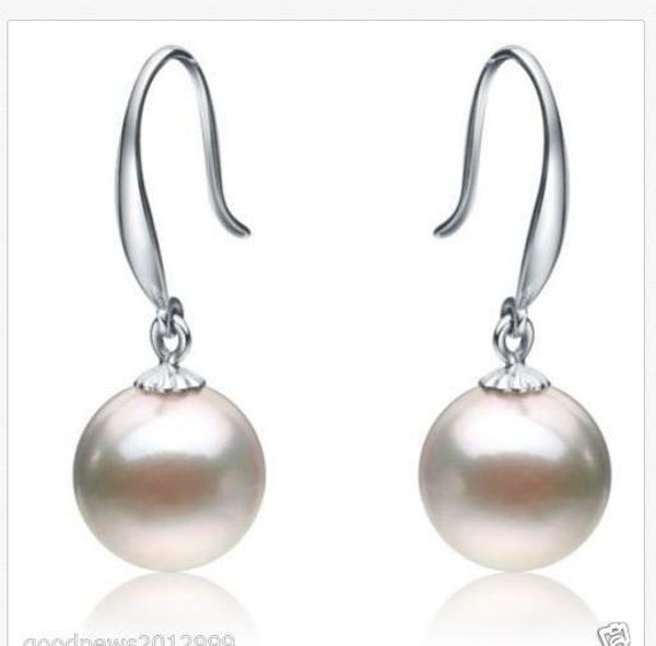

stunning a pair of 8-9 mm natural south sea white pearl earring 14k white gold, Golden;silver