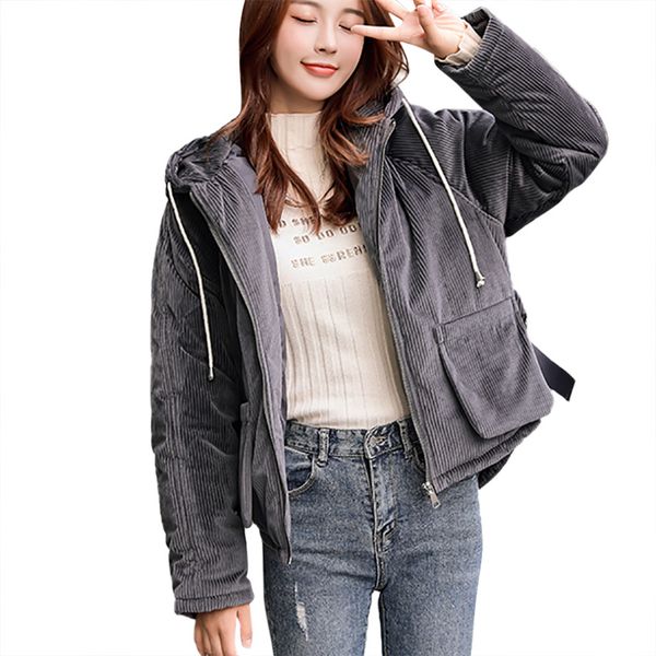 

winter coats women short thick loose cotton-padded hooded parkas warm winter jacket women coats and jackets overcoat clothing, Black