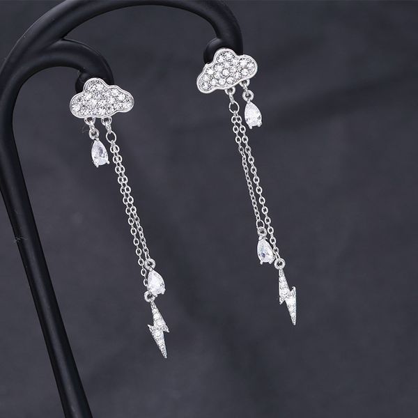 

swour new trendy cloud lighting long chain jewelry s925 silver needle tassel elegant party gift dangle earrings for women s772