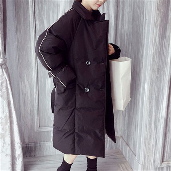 

de algodÃ³n de las mujeres 2019 nuevo abrigo algodÃ³n largo chaqueta chaqueta invierno marea, Black