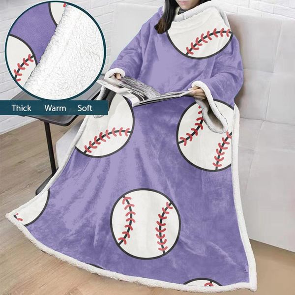 

14styles soccer ball blanket football printed kids winter cotton plush shawl sofa lazy throw blanket with sleeves