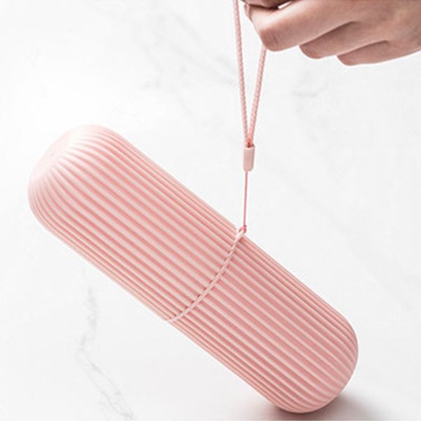 

портативный зубная паста зубная щетка держатель non-slip strip germproof хранения box пластиковые парой аксессуары для ванной комнаты розовы