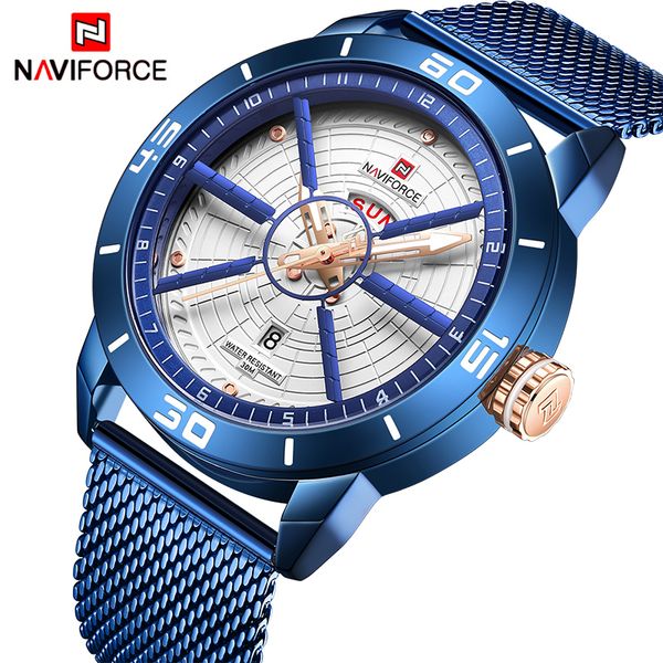 

naviforce brand luxury sports watches men stainless steel watches men's quartz waterproof business watch relogio masculino, Slivery;brown