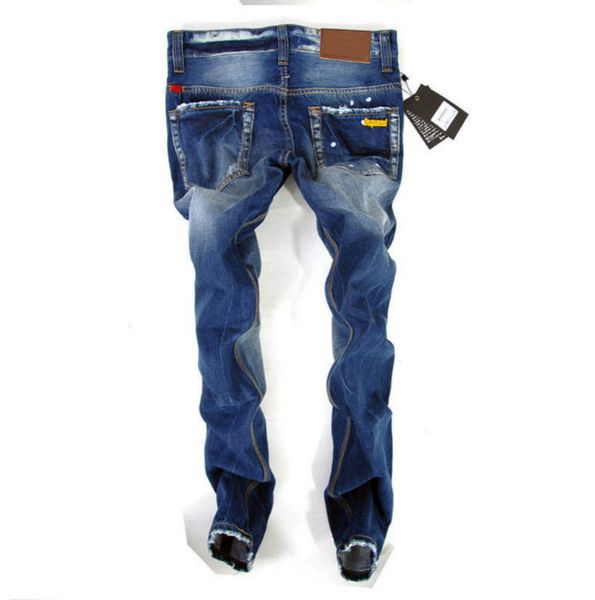 

mens distressed ripped biker jeans casual trousers slim fit motorcycle biker denim dsn16 fashion designer mens sale, Blue
