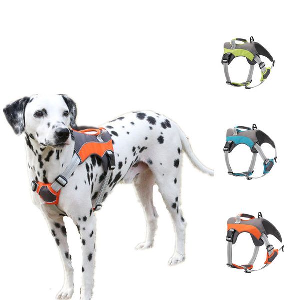 

reflective nylon large pet dog harness adjustable nylon vest pet collar accessories for small medium dog double reinforcement