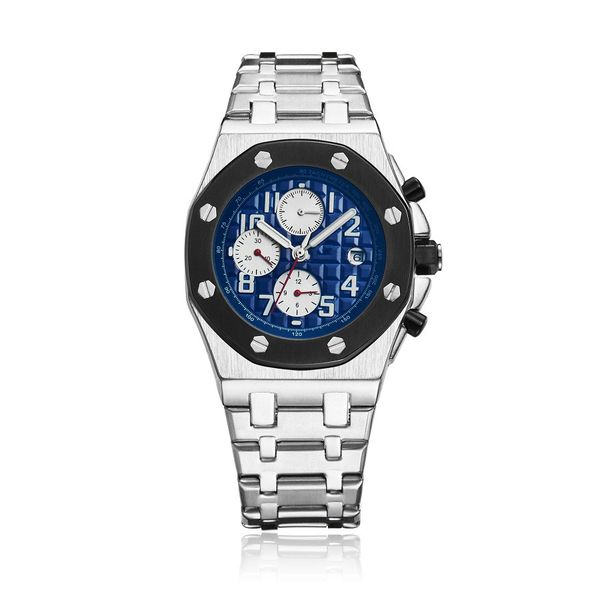 

2019 mens watches automatic mechanical movement blue dial royal oaks watch skeleton stainless steel designer men wristwatches, Slivery;brown