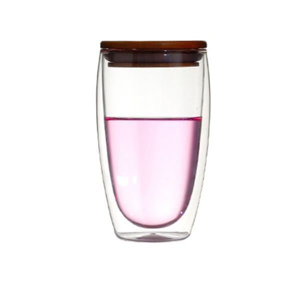 

250ml/350ml/450ml heat-resistant double layer wall glass cup handmade healthy drinkware mug transparent coffee tea mugs with lid