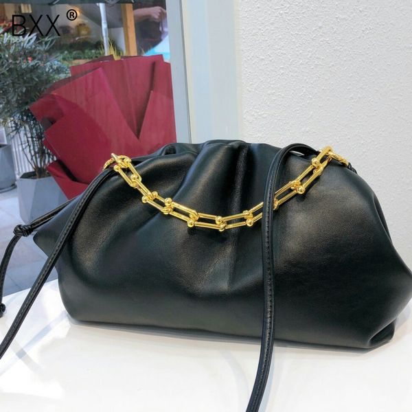 

bxx] solid color pu leather crossbody clouds bag for women 2020 quality chain shoulder messenger bag lady travel handbags hk287