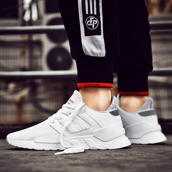 

весенняя мода high top white повседневная обувь мужчины шнуровка джокер просто досуг вулканизацию легкий вес открытый trend баскетбольных кр, Black