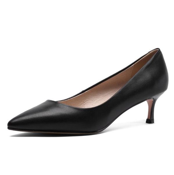

fashion women pumps black kid leather point toe high heels cone heel shoes boots genuine leather fine