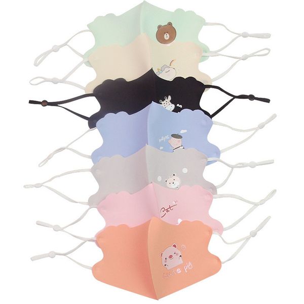 

100pcs valve cartoon animal ice silk dust mouth masks protective children irregular comfortable mask foldable waterproof mouth-muffle